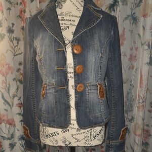 Jennifer Lopez Denim Jacket with Brown Accents